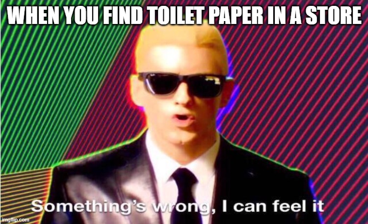 Something’s wrong | WHEN YOU FIND TOILET PAPER IN A STORE | image tagged in somethings wrong | made w/ Imgflip meme maker
