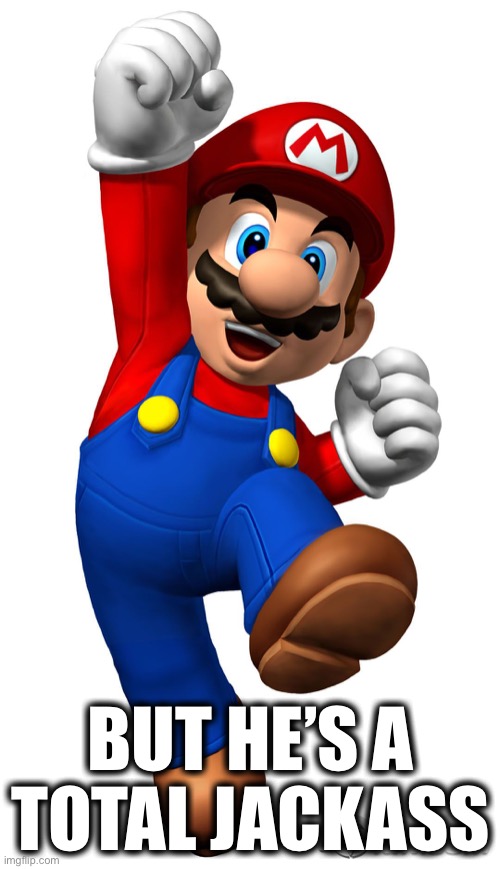 Super Mario | BUT HE’S A TOTAL JACKASS | image tagged in super mario | made w/ Imgflip meme maker