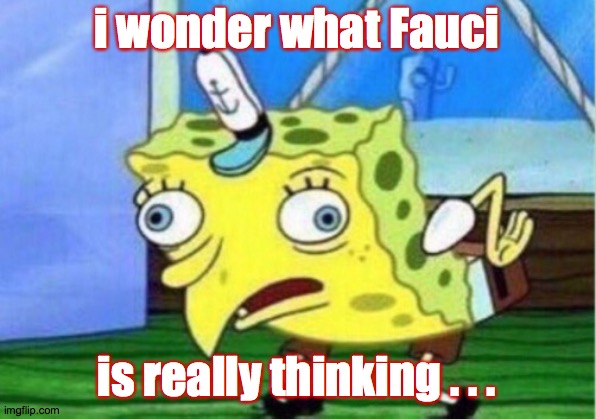 Mocking Spongebob Meme | i wonder what Fauci is really thinking . . . | image tagged in memes,mocking spongebob | made w/ Imgflip meme maker