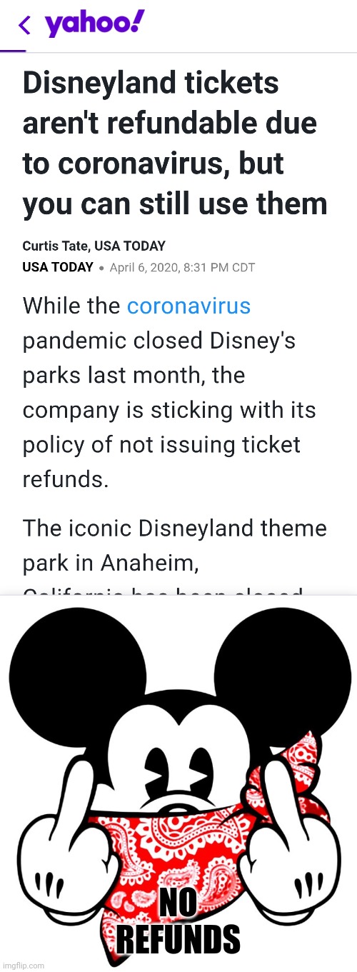 Destroying Star Wars Wasn't Enough? | NO REFUNDS | image tagged in disneyland,mickey mouse,refund | made w/ Imgflip meme maker