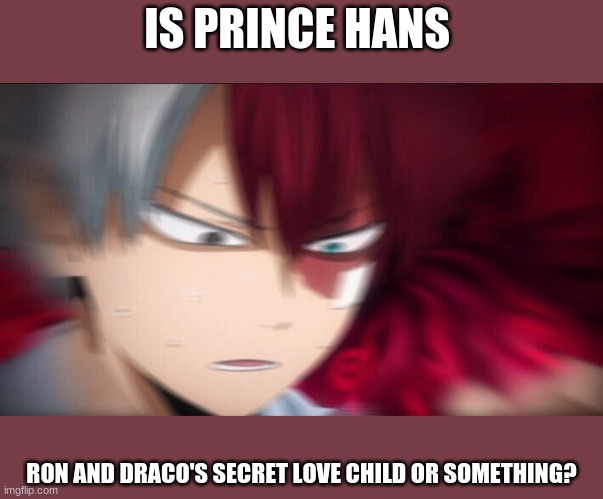 Todoroki Thinking | IS PRINCE HANS; RON AND DRACO'S SECRET LOVE CHILD OR SOMETHING? | image tagged in todoroki thinking | made w/ Imgflip meme maker