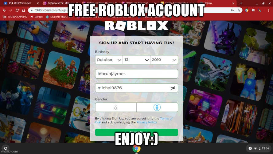 Free Robux Account