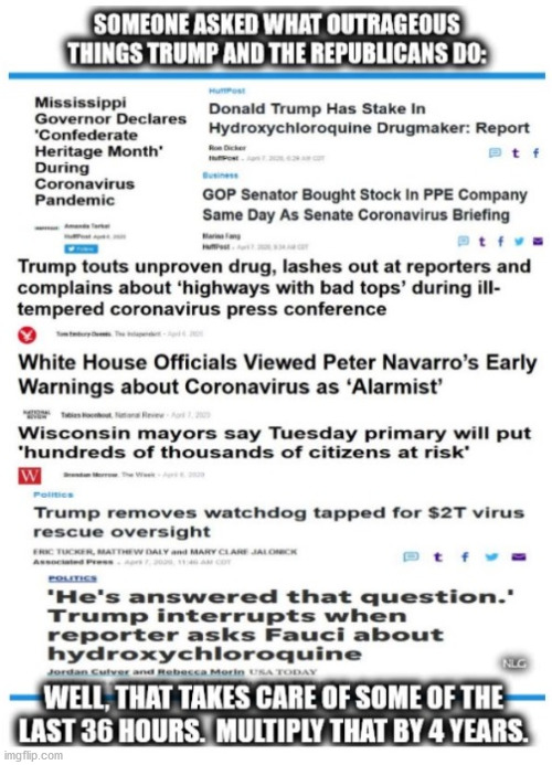 trump headline collage 4/7/20 | image tagged in politics,political meme,political | made w/ Imgflip meme maker