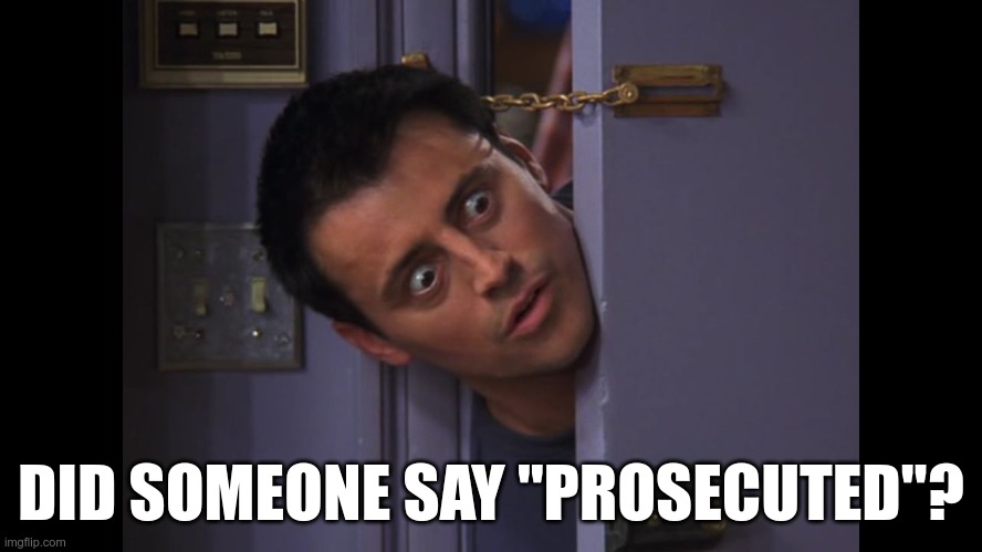 Did someone say | DID SOMEONE SAY "PROSECUTED"? | image tagged in did someone say | made w/ Imgflip meme maker