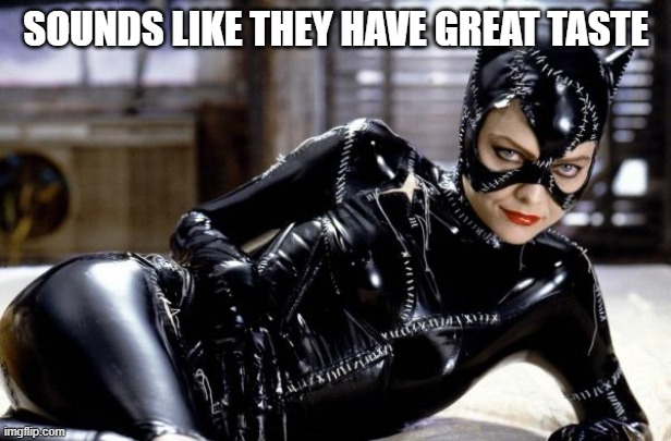 catwoman | SOUNDS LIKE THEY HAVE GREAT TASTE | image tagged in catwoman | made w/ Imgflip meme maker