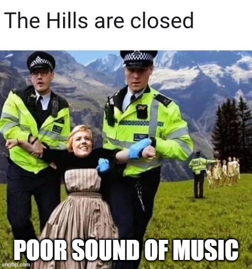POOR SOUND OF MUSIC | image tagged in sound of music,the hills are alive with the sound of music,well yes but actually no,there closed | made w/ Imgflip meme maker