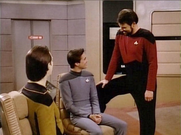 High Quality Riker talking to Wesley Blank Meme Template