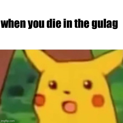 Surprised Pikachu | when you die in the gulag | image tagged in memes,surprised pikachu | made w/ Imgflip meme maker