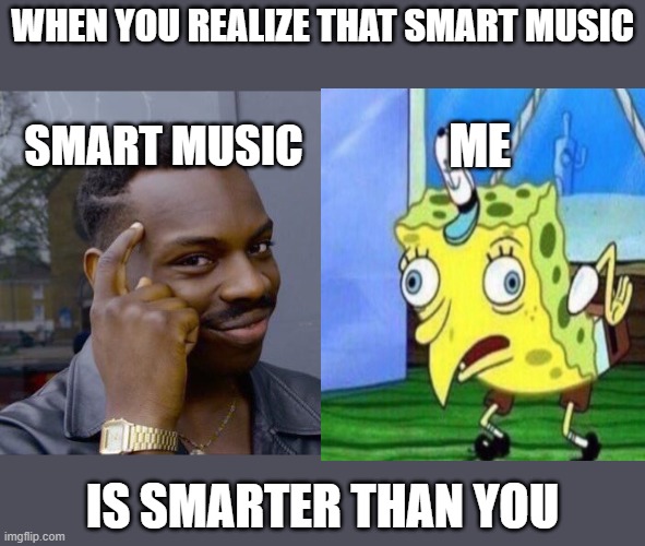 WHEN YOU REALIZE THAT SMART MUSIC; SMART MUSIC; ME; IS SMARTER THAN YOU | image tagged in memes,roll safe think about it | made w/ Imgflip meme maker