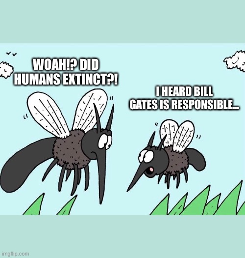 SOCIAL DISTANCING | WOAH!? DID HUMANS EXTINCT?! I HEARD BILL GATES IS RESPONSIBLE... | image tagged in mosquito,summer | made w/ Imgflip meme maker