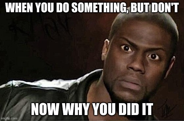Kevin Hart | WHEN YOU DO SOMETHING, BUT DON'T; NOW WHY YOU DID IT | image tagged in memes,kevin hart | made w/ Imgflip meme maker
