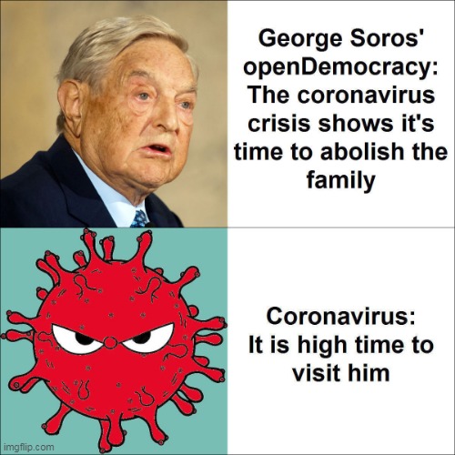 image tagged in george,soros,democracy,coronavirus,crisis,family | made w/ Imgflip meme maker
