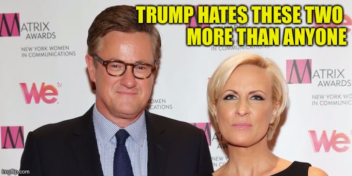 Joe and Mika | TRUMP HATES THESE TWO 
MORE THAN ANYONE | image tagged in joe and mika | made w/ Imgflip meme maker