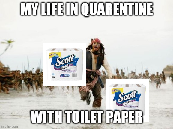 Jack Sparrow Being Chased | MY LIFE IN QUARENTINE; WITH TOILET PAPER | image tagged in memes,jack sparrow being chased | made w/ Imgflip meme maker