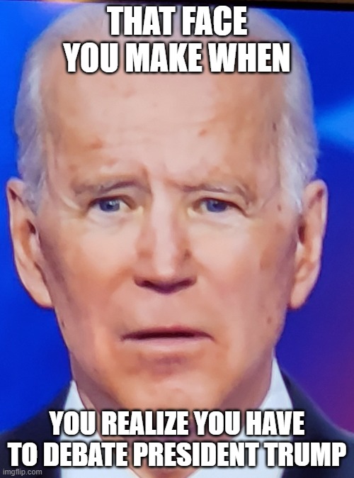 Biden is going to gaffe every time he opens his mouth | THAT FACE YOU MAKE WHEN; YOU REALIZE YOU HAVE TO DEBATE PRESIDENT TRUMP | image tagged in joe biden eye,bernie bails | made w/ Imgflip meme maker