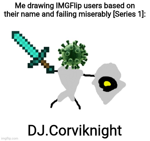 Blank White Template | Me drawing IMGFlip users based on their name and failing miserably [Series 1]:; DJ.Corviknight | image tagged in blank white template | made w/ Imgflip meme maker