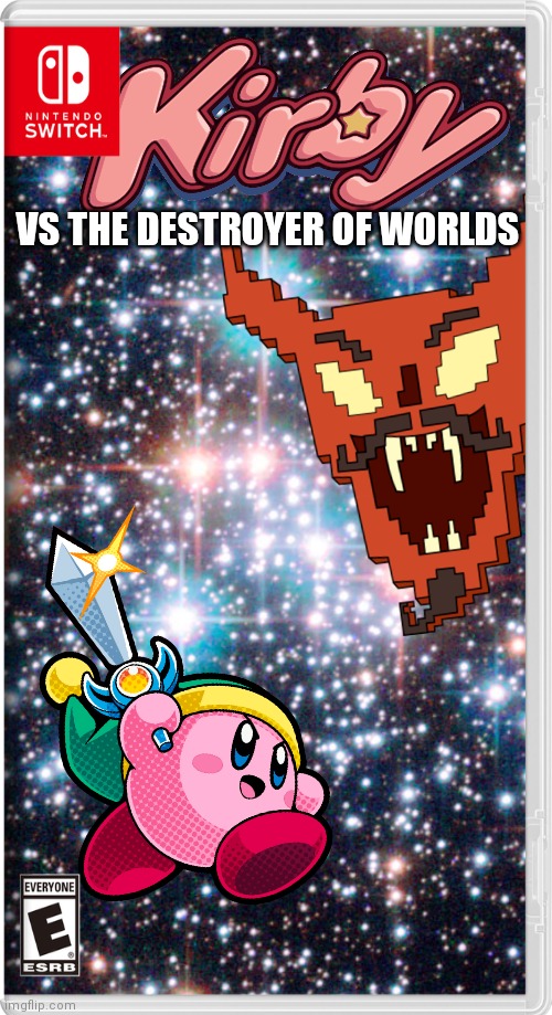 Set up the chairs Benson said, it will be fun Benson said | VS THE DESTROYER OF WORLDS | image tagged in regular show,destroyer of worlds,kirby,fake switch games,memes | made w/ Imgflip meme maker