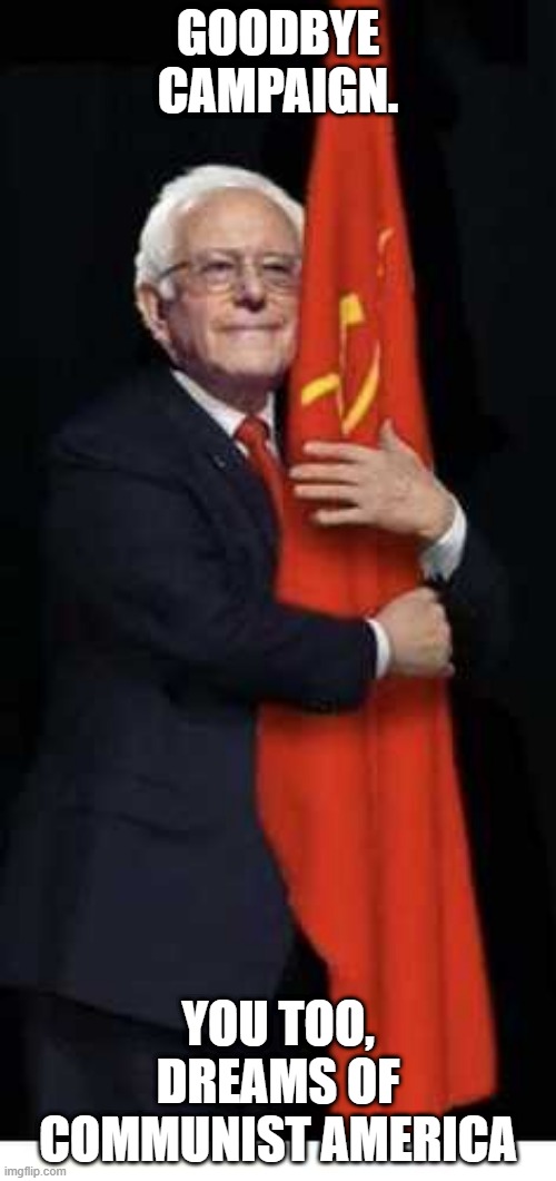 GOODBYE CAMPAIGN. YOU TOO, DREAMS OF COMMUNIST AMERICA | image tagged in bernie sanders | made w/ Imgflip meme maker
