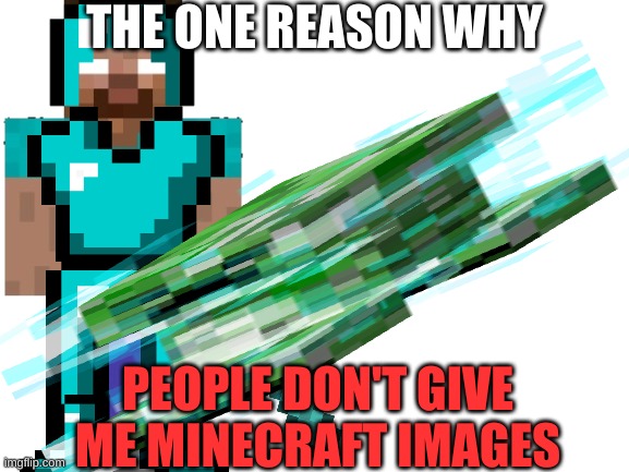 The reason why people don't give me minecraft Images | THE ONE REASON WHY; PEOPLE DON'T GIVE ME MINECRAFT IMAGES | image tagged in minecraft | made w/ Imgflip meme maker