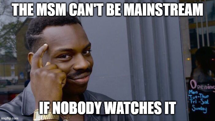 Roll Safe Think About It | THE MSM CAN'T BE MAINSTREAM; IF NOBODY WATCHES IT | image tagged in memes,roll safe think about it | made w/ Imgflip meme maker