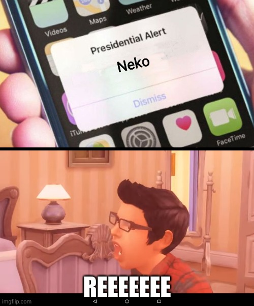 Neko; REEEEEEE | image tagged in memes,presidential alert | made w/ Imgflip meme maker