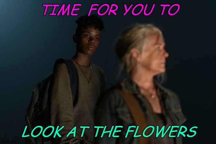 TIME  FOR YOU TO; LOOK AT THE FLOWERS | made w/ Imgflip meme maker