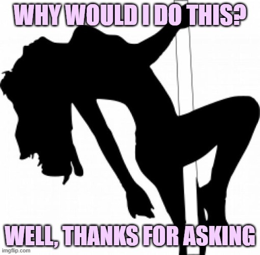 Sex work is difficult. Some find it enjoyable. Others do it temporarily. And all of them, just like all of us, need money. | image tagged in stripper,prostitute,prostitution,employment,money,working | made w/ Imgflip meme maker