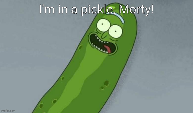 Pickle rick | I'm in a pickle, Morty! | image tagged in pickle rick | made w/ Imgflip meme maker