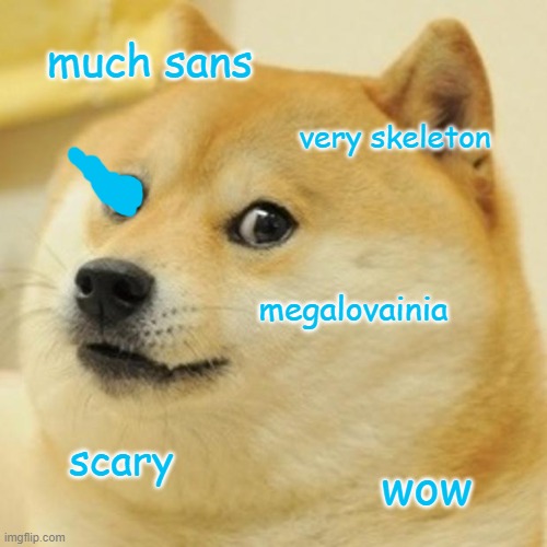 Doge | much sans; very skeleton; megalovainia; scary; wow | image tagged in memes,doge | made w/ Imgflip meme maker