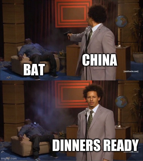 Who Killed Hannibal Meme | CHINA; BAT; DINNERS READY | image tagged in memes,who killed hannibal | made w/ Imgflip meme maker