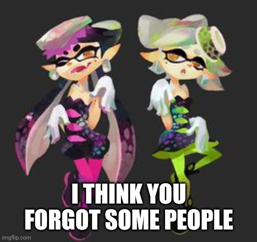 Squid Sisters | I THINK YOU FORGOT SOME PEOPLE | image tagged in squid sisters | made w/ Imgflip meme maker