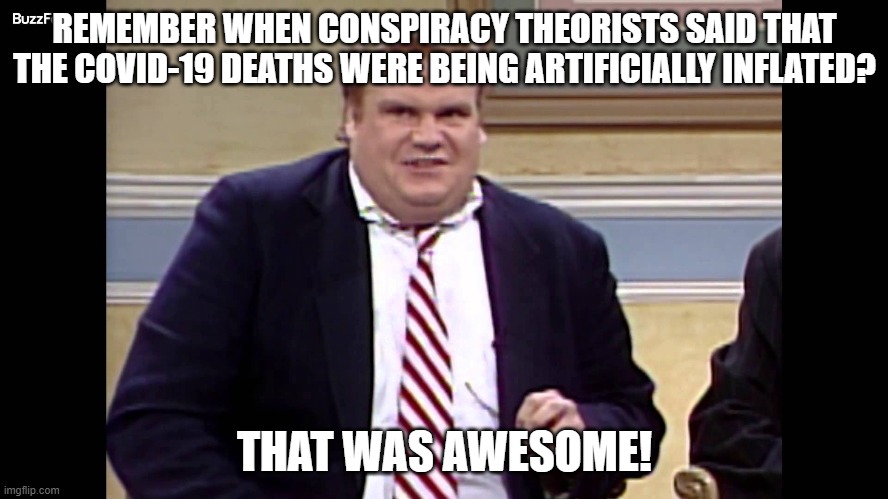 Remember when | REMEMBER WHEN CONSPIRACY THEORISTS SAID THAT THE COVID-19 DEATHS WERE BEING ARTIFICIALLY INFLATED? THAT WAS AWESOME! | image tagged in remember when | made w/ Imgflip meme maker