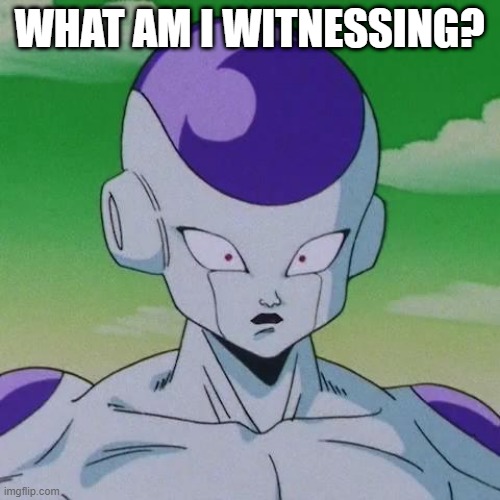 First Time Frieza | WHAT AM I WITNESSING? | image tagged in first time frieza | made w/ Imgflip meme maker