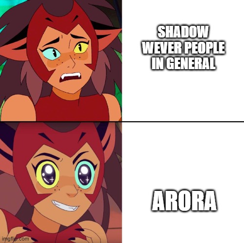 Catra Likes | SHADOW WEVER PEOPLE IN GENERAL; ARORA | image tagged in catra likes | made w/ Imgflip meme maker