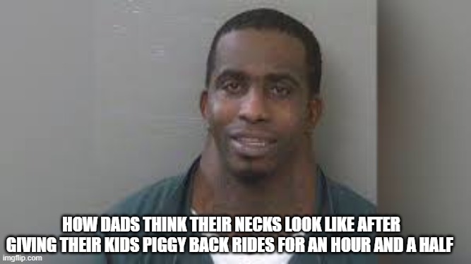HOW DADS THINK THEIR NECKS LOOK LIKE AFTER GIVING THEIR KIDS PIGGY BACK RIDES FOR AN HOUR AND A HALF | image tagged in memes in real life,dads,funny memes | made w/ Imgflip meme maker