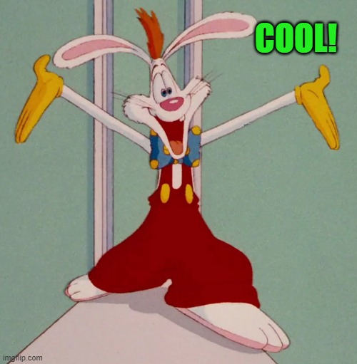 COOL! | image tagged in roger rabbit | made w/ Imgflip meme maker