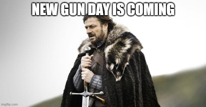 Winter Is Coming | NEW GUN DAY IS COMING | image tagged in winter is coming | made w/ Imgflip meme maker