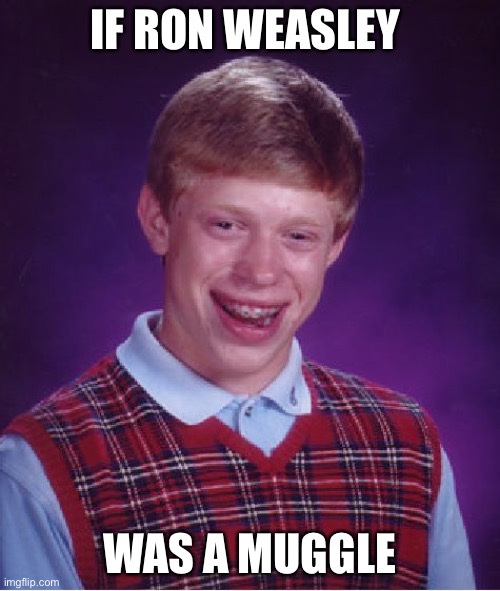 Bad Luck Brian | IF RON WEASLEY; WAS A MUGGLE | image tagged in memes,bad luck brian | made w/ Imgflip meme maker