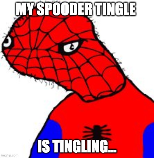 Spooder man | MY SPOODER TINGLE; IS TINGLING... | image tagged in spooder man | made w/ Imgflip meme maker