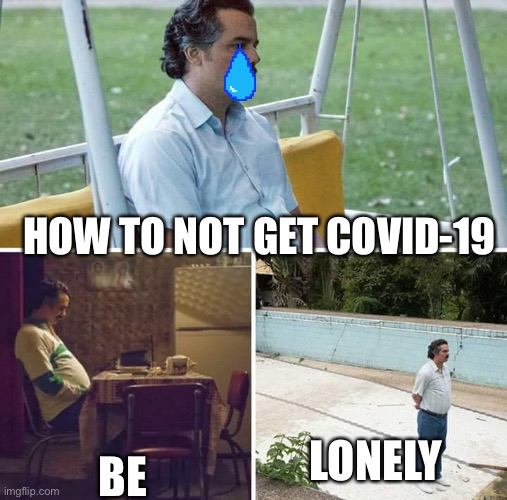 Sad Pablo Escobar | HOW TO NOT GET COVID-19; LONELY; BE | image tagged in memes,sad pablo escobar | made w/ Imgflip meme maker