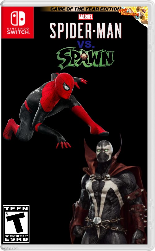 Heroes collide.... | VS. | image tagged in nintendo switch cartridge case,spider-man,spawn | made w/ Imgflip meme maker