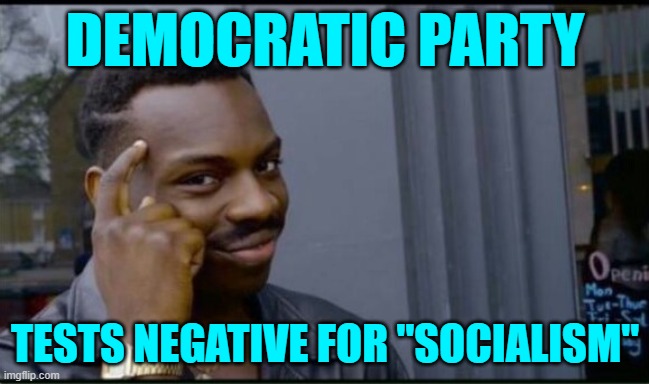 If Bernie Sanders tested negative for President, that must mean... | DEMOCRATIC PARTY; TESTS NEGATIVE FOR "SOCIALISM" | image tagged in thinking black man,bernie sanders,socialism,socialist,sanders,election 2020 | made w/ Imgflip meme maker