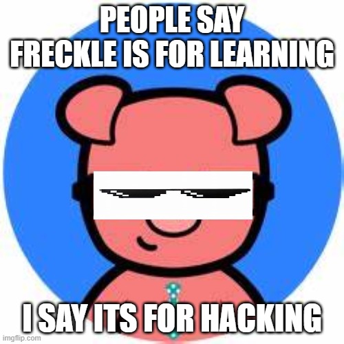 freckle | PEOPLE SAY FRECKLE IS FOR LEARNING; I SAY ITS FOR HACKING | image tagged in school | made w/ Imgflip meme maker