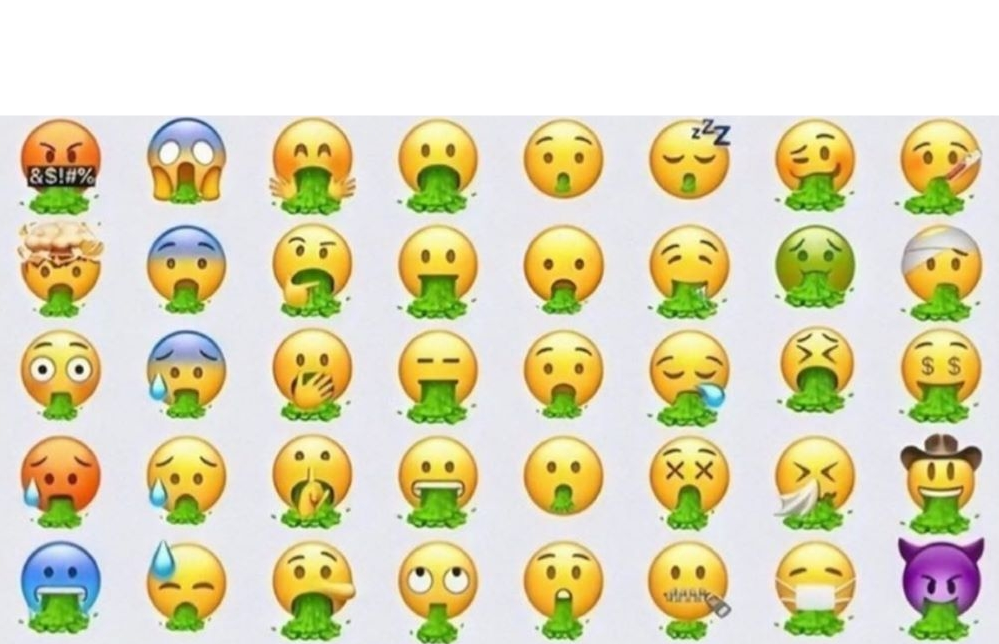Emojis puking Blank Meme Template