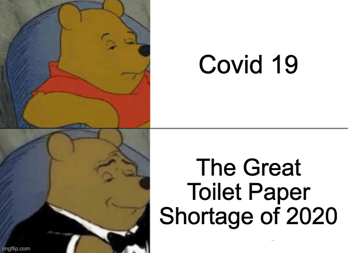 Tuxedo Winnie The Pooh | Covid 19; The Great Toilet Paper Shortage of 2020 | image tagged in memes,tuxedo winnie the pooh | made w/ Imgflip meme maker