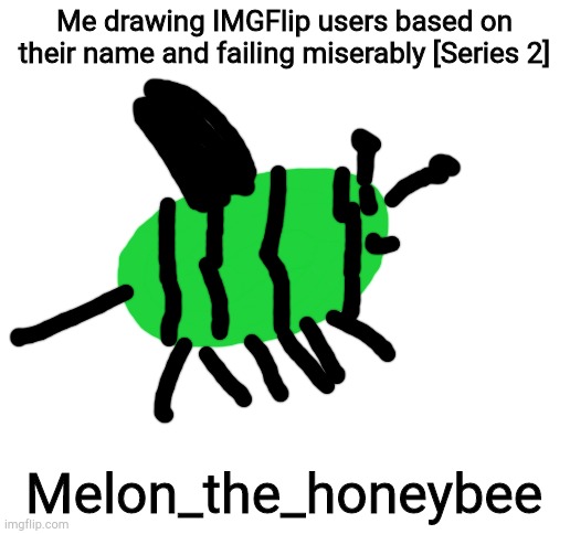 Blank White Template | Me drawing IMGFlip users based on their name and failing miserably [Series 2]; Melon_the_honeybee | image tagged in blank white template | made w/ Imgflip meme maker