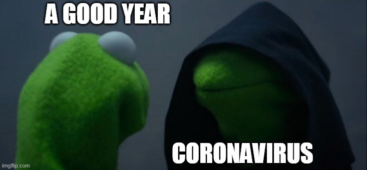Evil Kermit | A GOOD YEAR; CORONAVIRUS | image tagged in memes,evil kermit | made w/ Imgflip meme maker