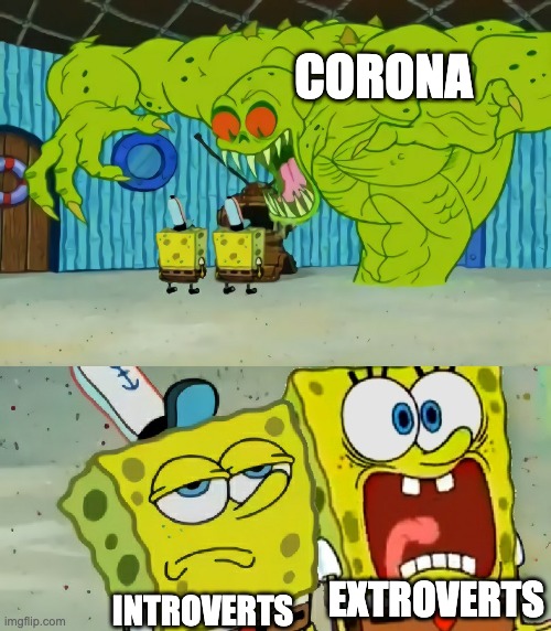 coronatime | CORONA; EXTROVERTS; INTROVERTS | image tagged in memes | made w/ Imgflip meme maker