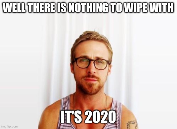 Ryan Gosling Hey Girl | WELL THERE IS NOTHING TO WIPE WITH IT’S 2020 | image tagged in ryan gosling hey girl | made w/ Imgflip meme maker