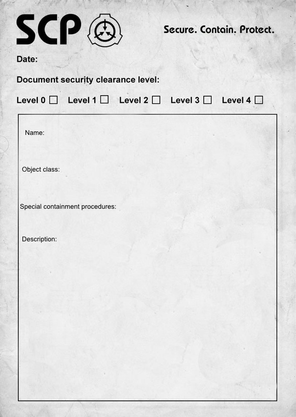 High Quality SCP document Blank Meme Template